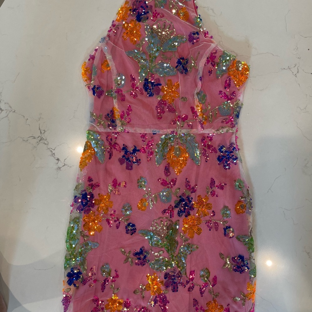 VICI Zelia Sequin Mini Dress Floral Embellished Women’s Dress